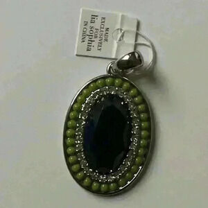 NWT Lia Sophia Silver Full Speed Pendant Slide Green